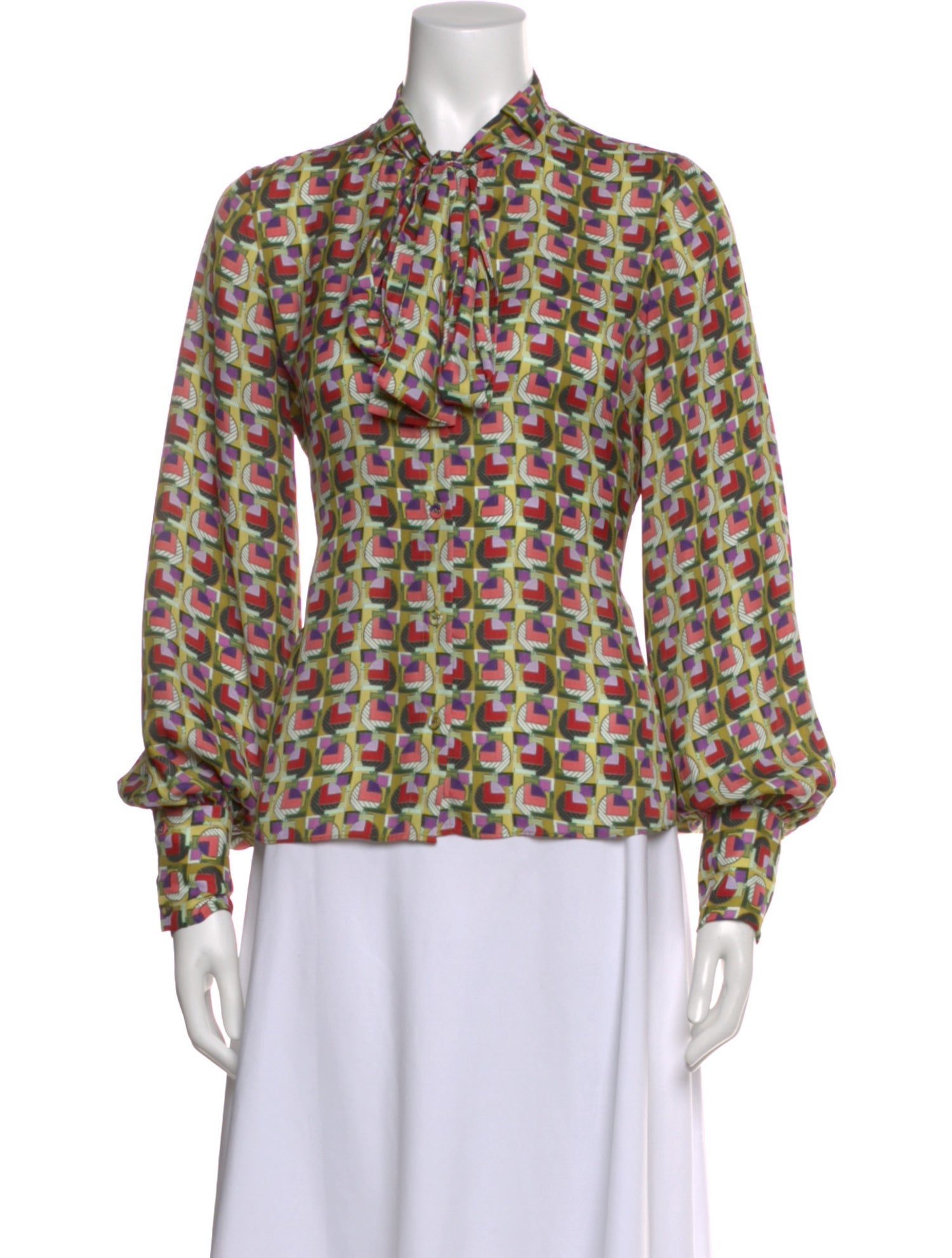 Alexis Printed Tie Neck Blouse