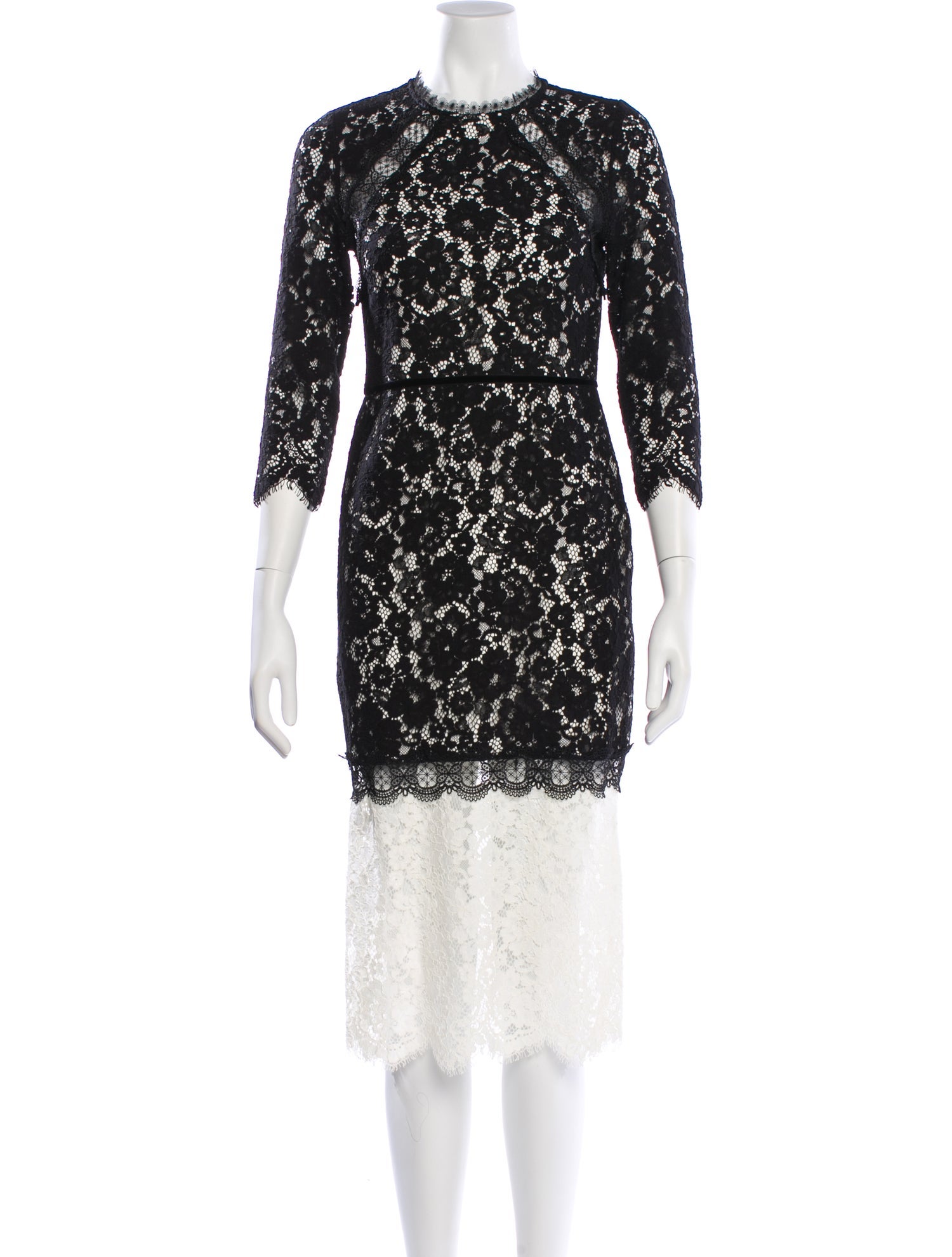 Alexis Whitney Bicolor Lace Midi Dress, Black/White, Women's, Small