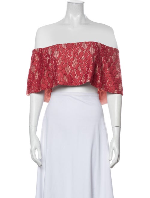 Alexis Cropped Lace Blouse Red