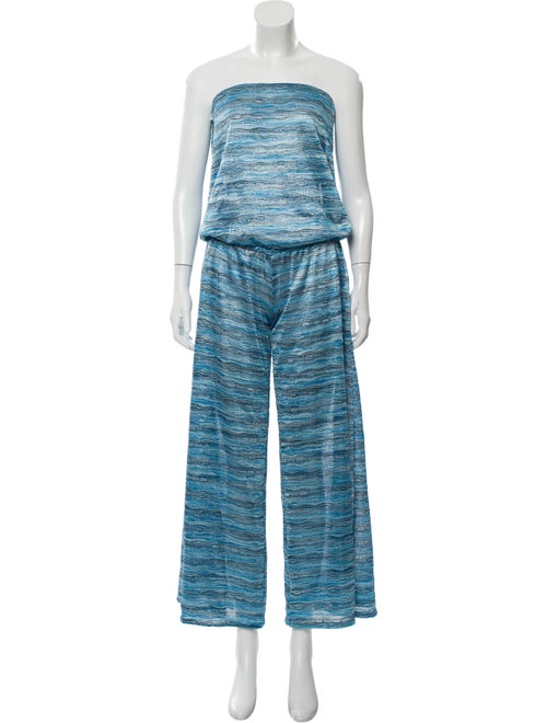 Alexis Metallic-Accented Sleeveless Jumpsuit Blue