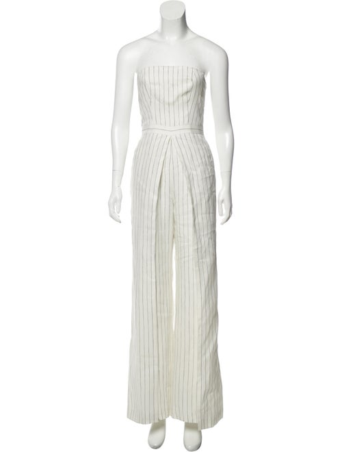Alexis Linen Striped Jumpsuit White