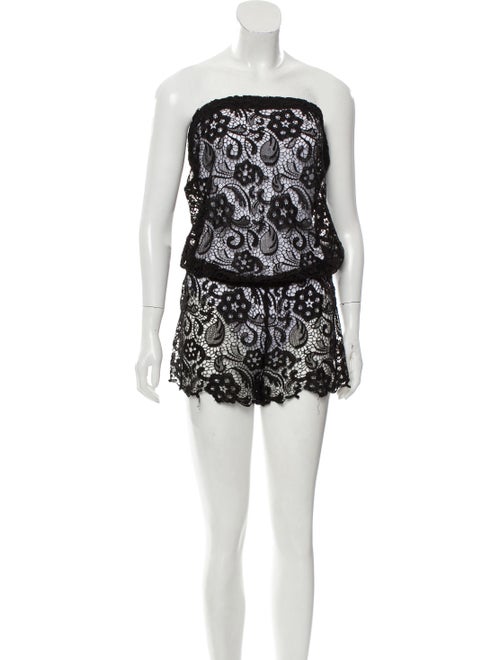 Alexis Lace Strapless Romper Black
