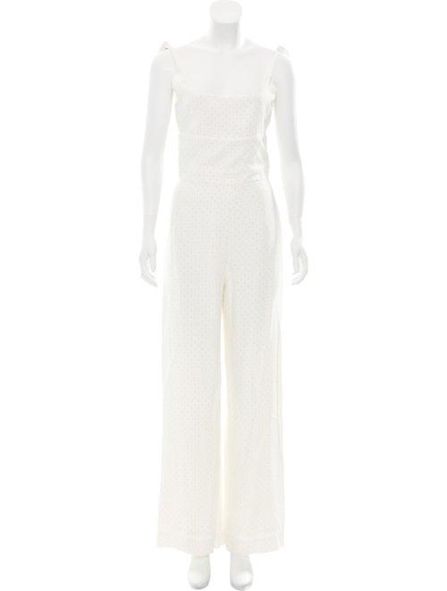 Alexis Polka Dot Print Square Neckline Jumpsuit Wh
