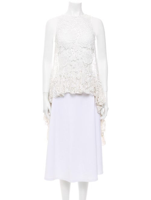 Alexis Lace Pattern Crew Neck Blouse White