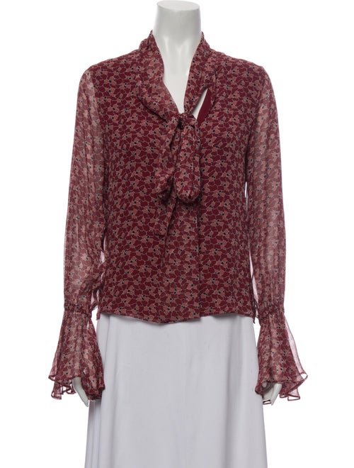 Alexis Silk Floral Print Button-Up Top Red