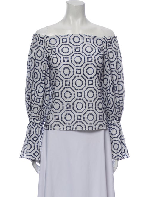 Alexis Printed Off-The-Shoulder Blouse White