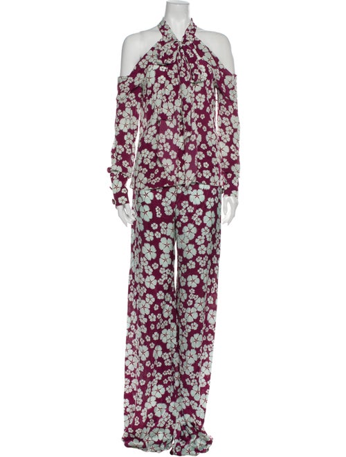 Alexis Silk Floral Print Pant Set Blue