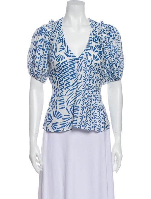 Alexis Linen Printed Blouse White