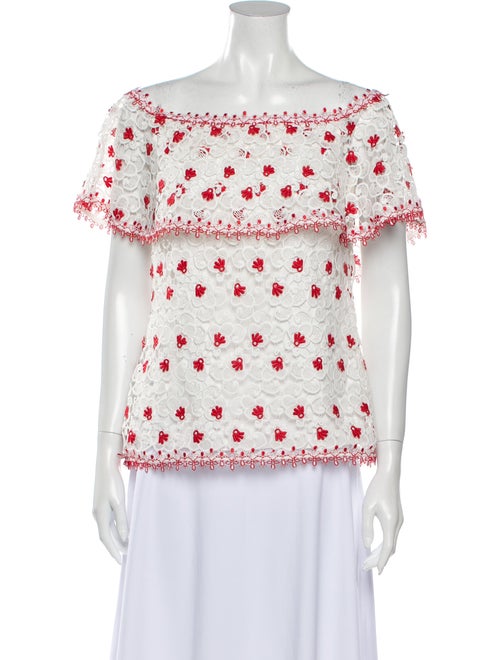 Alexis Lace Pattern Off-The-Shoulder Blouse Red