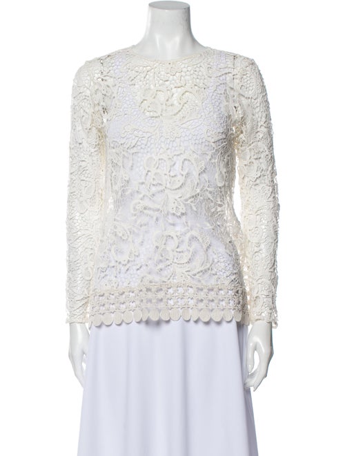 Alexis Lace Pattern Bateau Neckline Blouse White