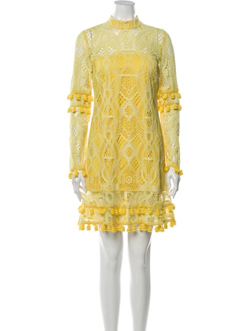 Alexis Lace Pattern Mini Dress Yellow