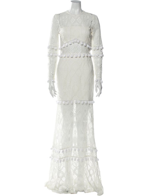 Alexis Lace Pattern Long Dress White