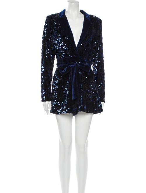 Alexis Plunge Neckline Romper Blue