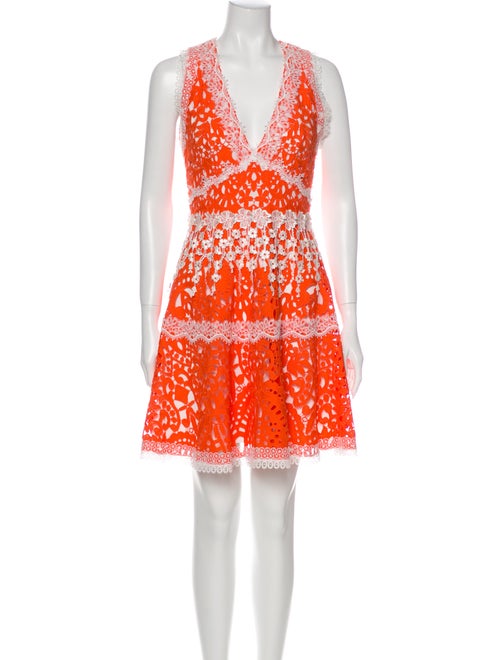 Alexis Lace Pattern Mini Dress Orange
