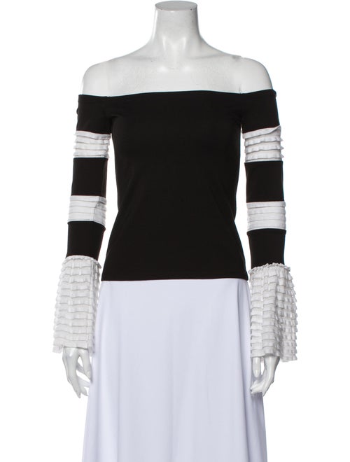 Alexis Striped Off-The-Shoulder Top Black