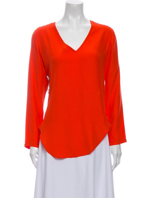 Alexis Silk V-Neck Blouse Orange