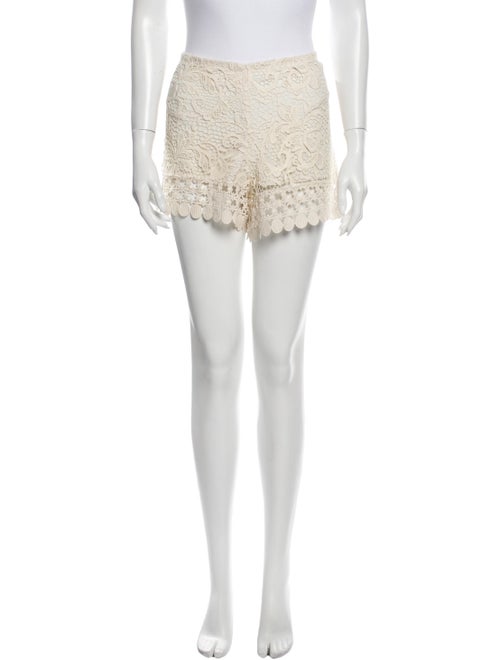 Alexis Lace Pattern Mini Shorts White