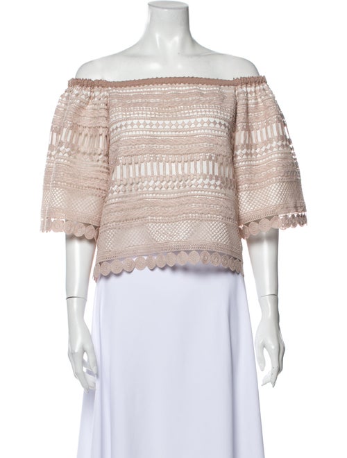 Alexis Lace Pattern Off-The-Shoulder Crop Top
