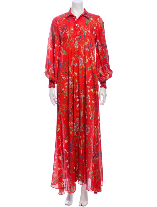 Alexis Floral Print Long Dress Orange
