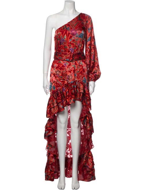Alexis Floral Print Long Dress Red