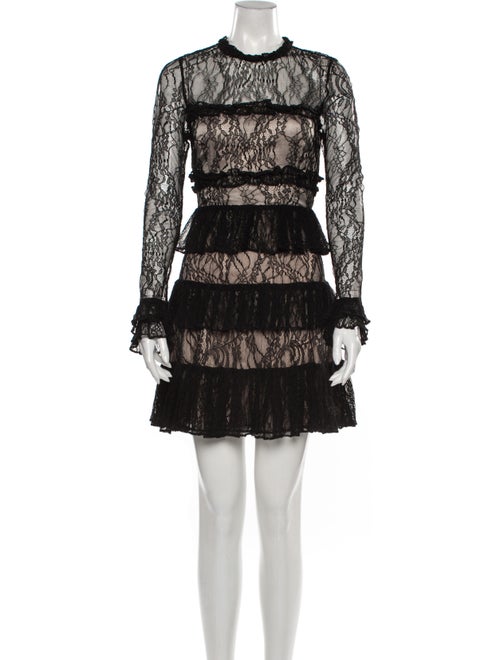 Alexis Lace Pattern Mini Dress Black