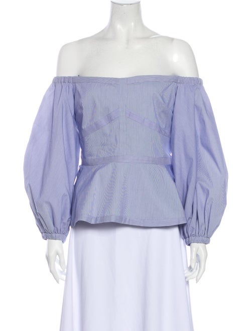Alexis Off-The-Shoulder Long Sleeve Blouse Blue