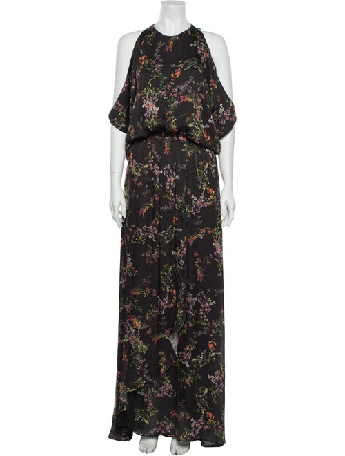 Alexis Floral Print Long Dress Black