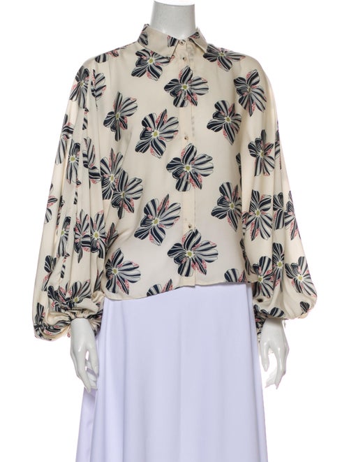 Alexis Floral Print Mock Neck Blouse