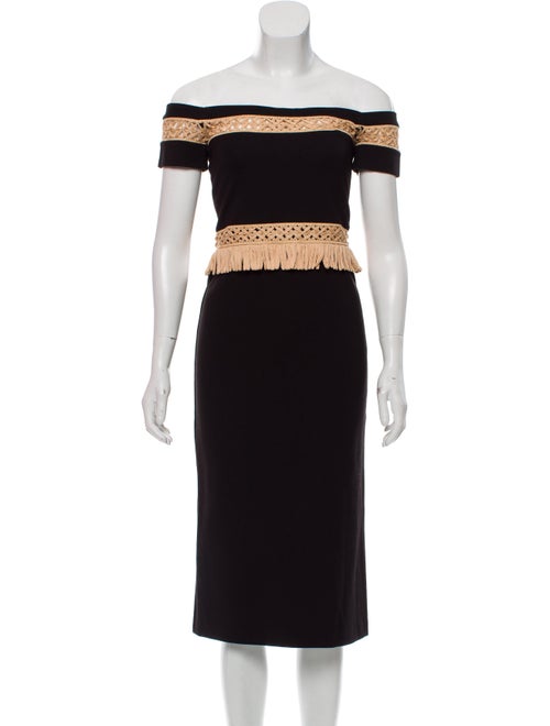 Alexis Off-The-Shoulder Midi Length Dress Black