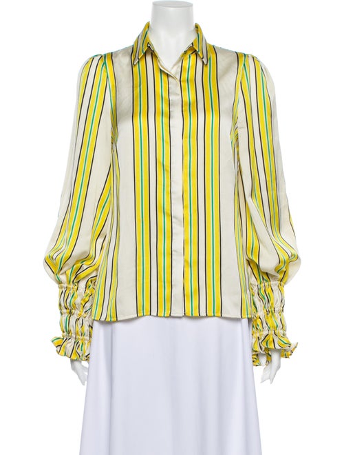 Alexis Striped Long Sleeve Button-Up Top Yellow