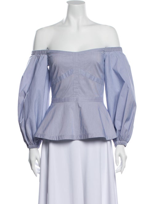 Alexis Off-The-Shoulder Long Sleeve Blouse Blue