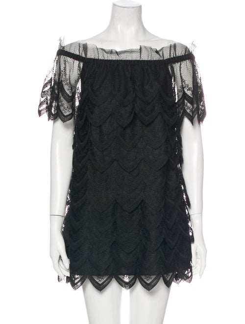 Alexis Lace Pattern Mini Dress Black
