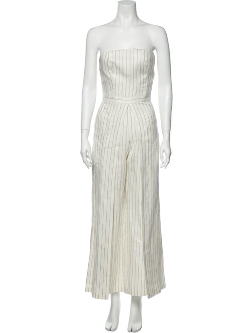 Alexis Linen Striped Jumpsuit White