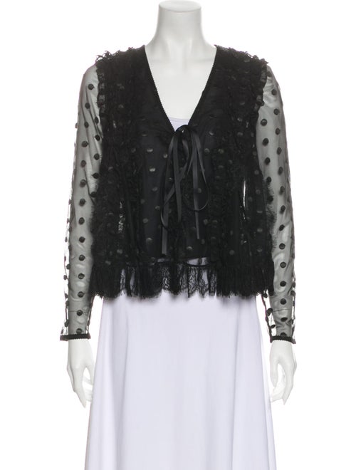 Alexis Lace Pattern V-Neck Blouse Black
