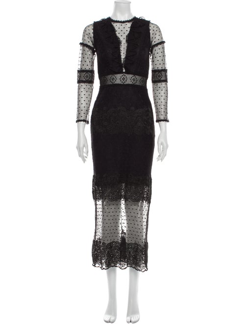 Alexis Lace Pattern Long Dress Black