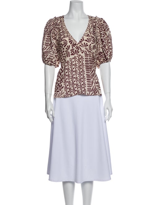 Alexis Linen Animal Print Blouse Brown
