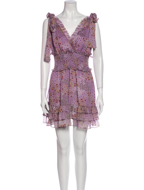 Alexis Floral Print Mini Dress Purple