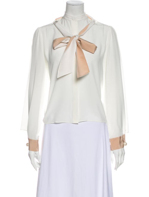 Alexis Silk Tie Neck Blouse White