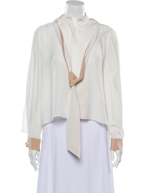 Alexis Silk V-Neck Blouse White