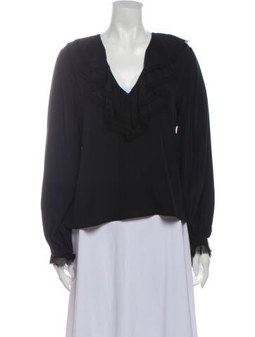 Alexis Tops Silk V-Neck Blouse XS