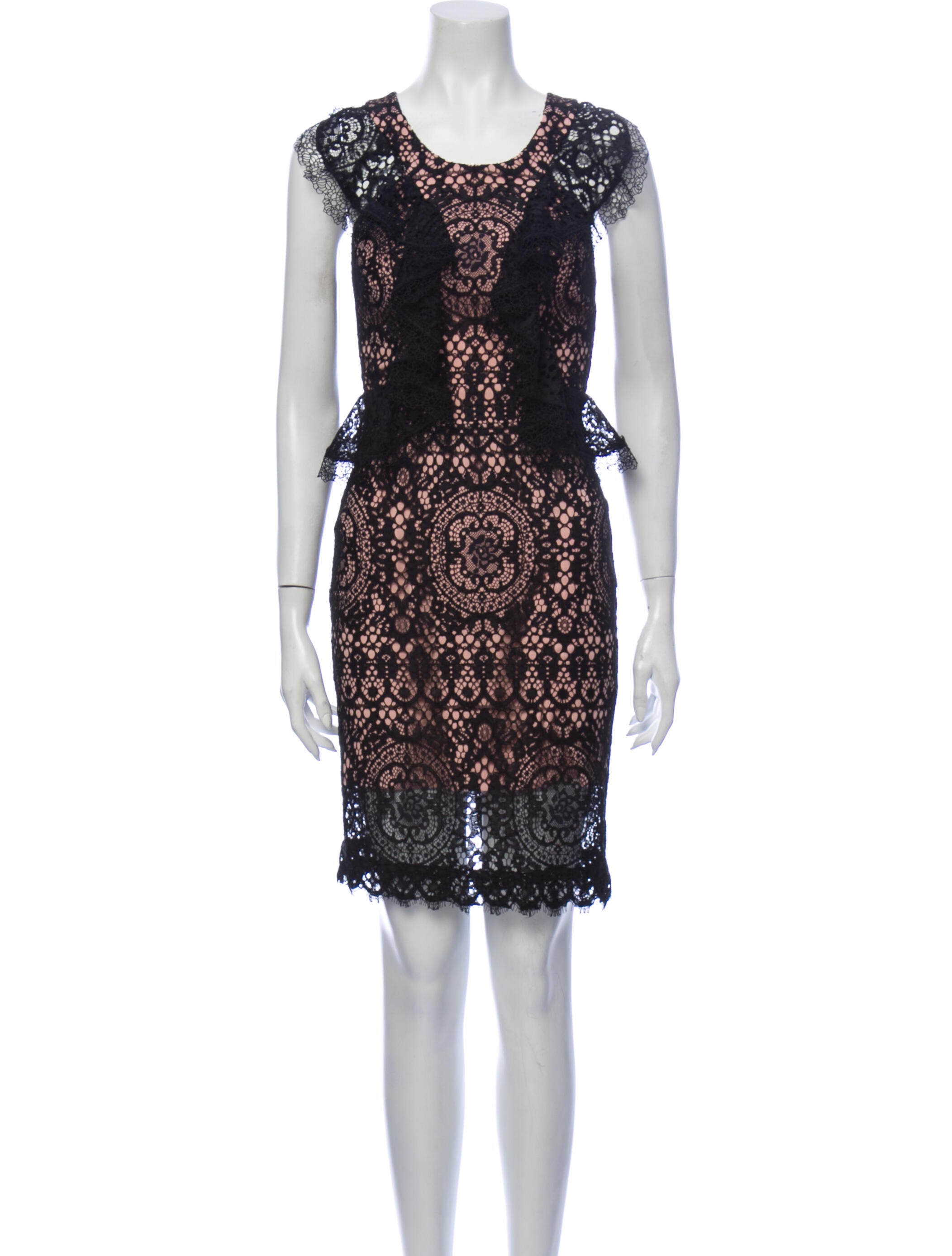 Alexis Lace Pattern Knee-Length Dress in Black, Women's XS Alexis Lace Pattern Knee-Length Dress in Black, Women's XS