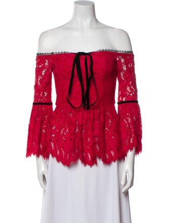 Alexis Lace Pattern Off-The-Shoulder Blouse