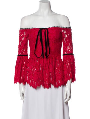 Alexis Tops Lace Pattern Off-The-Shoulder Blouse XS