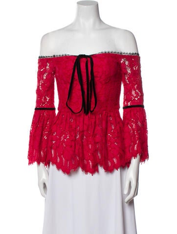 Alexis Tops Lace Pattern Off-The-Shoulder Blouse S