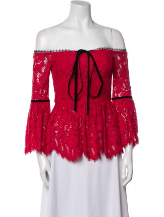 Alexis Lace Pattern Off-The-Shoulder Blouse