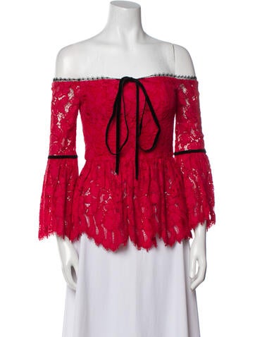 Alexis Tops Lace Pattern Off-The-Shoulder Blouse XS
