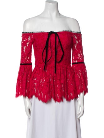 Alexis Lace Pattern Off-The-Shoulder Blouse