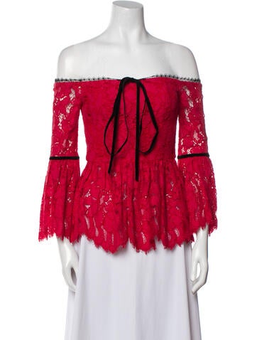 Alexis Tops Lace Pattern Off-The-Shoulder Blouse S