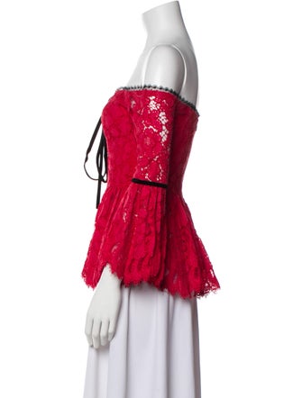 Alexis Lace Pattern Off-The-Shoulder Blouse