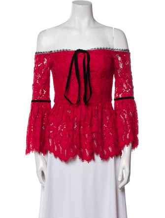 Alexis Lace Pattern Off-The-Shoulder Blouse